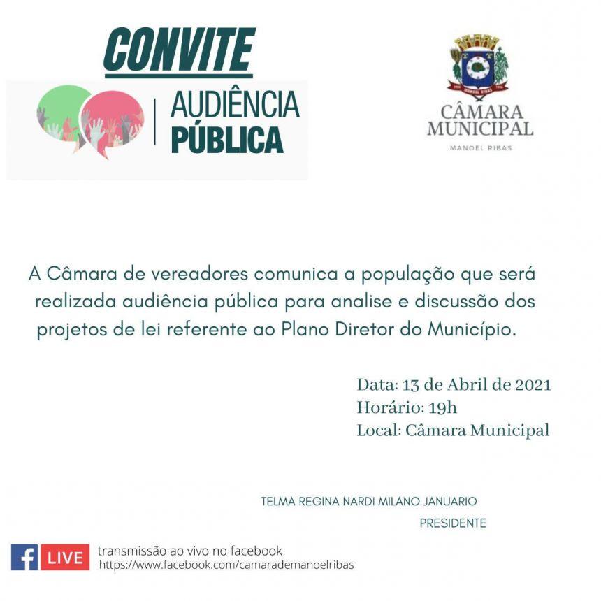 CONVITE - AUDIÊNCIA PÚBLICA DO PLANO DIRETOR